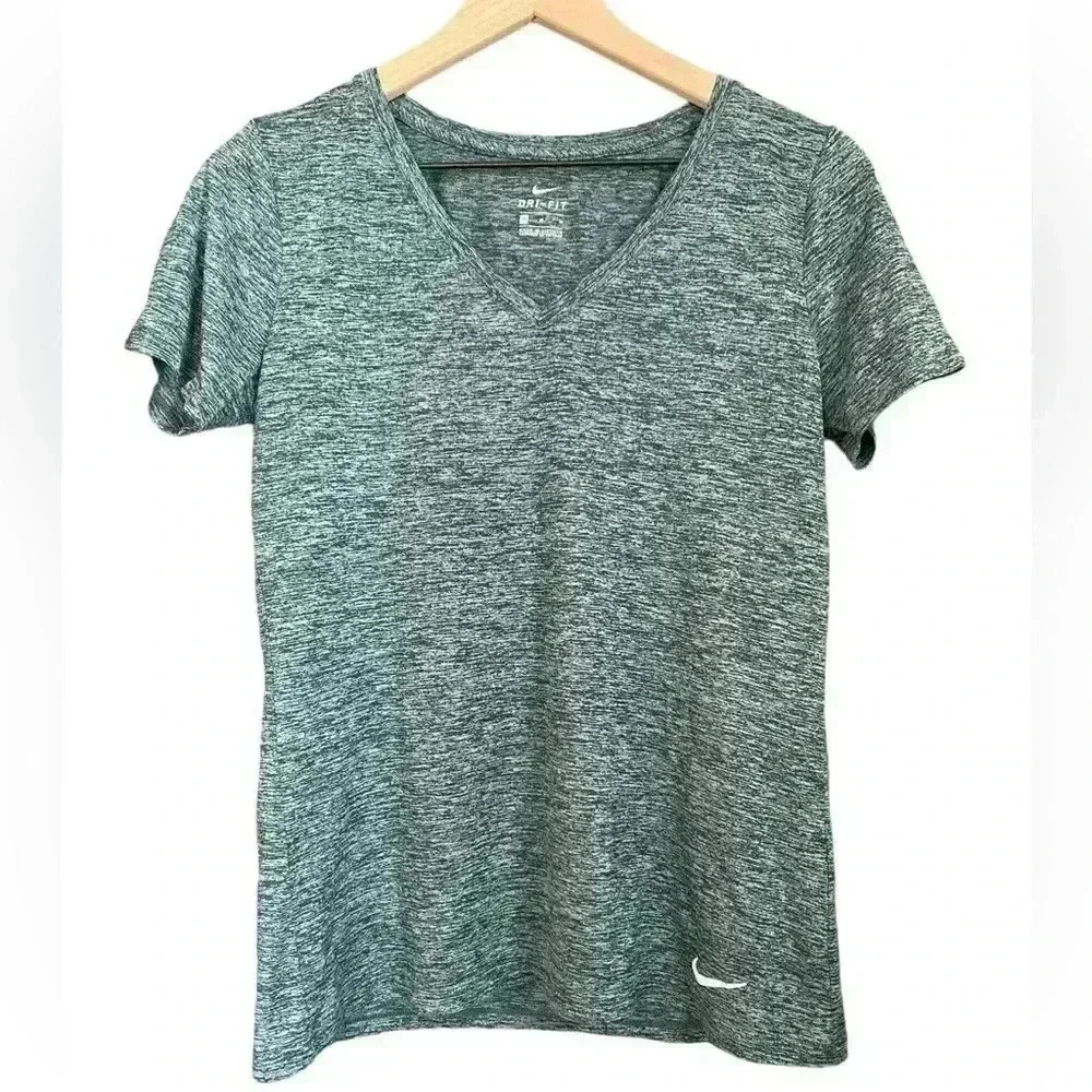 Teal and White Marled Nike Dri-Fit Tee